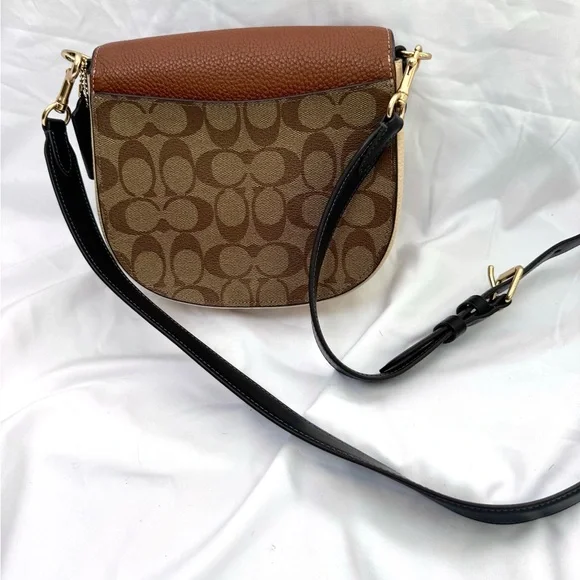 Coach Tan and Black Signature Morgan Crossbody Bag - Picture 3 of 5